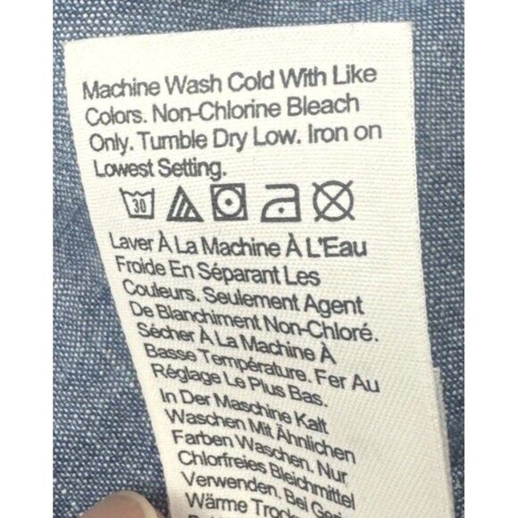 J Crew Crewcuts Girls Blue Chambray Puff Sleeve Embroidered Floral Dress Sz 8 - Picture 8 of 10